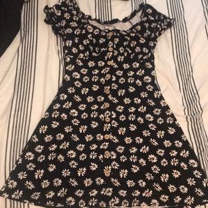 Black button flower dress